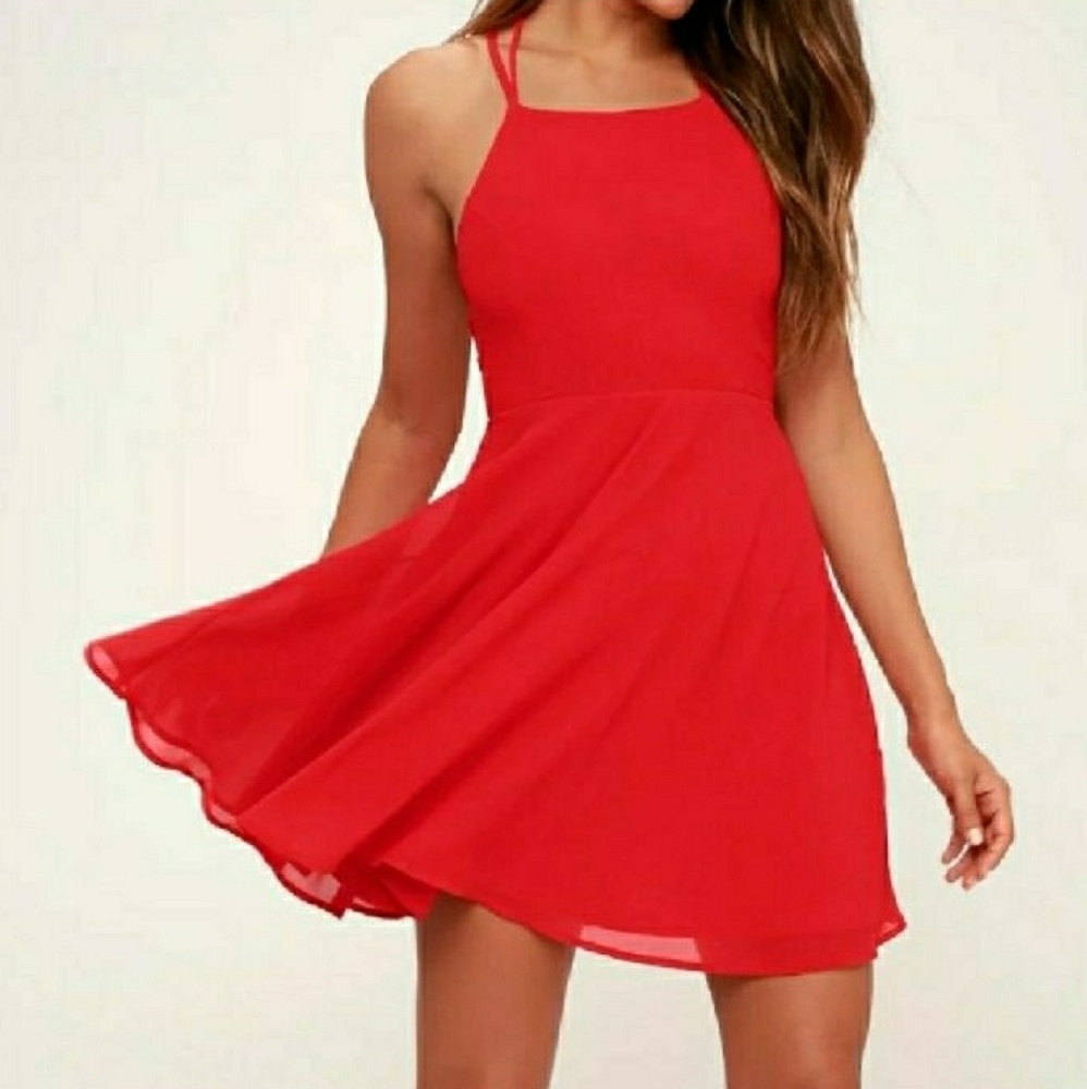 Lulu's Red Skater Dress